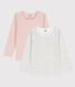Confezione da 2 t-shirt a manica lunga bambina in cotone