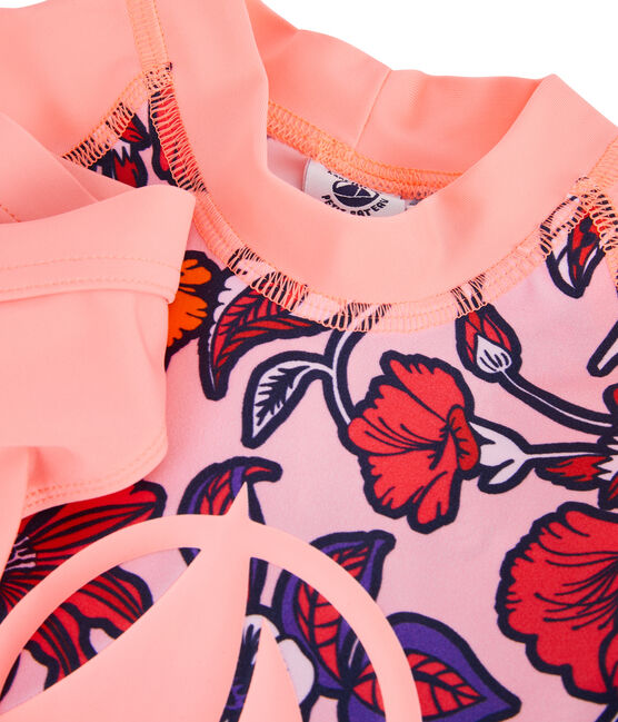 T-shirt anti-UV UPF 50+ ecoresponsabile bambina rosa PATIENCE/bianco MULTICO