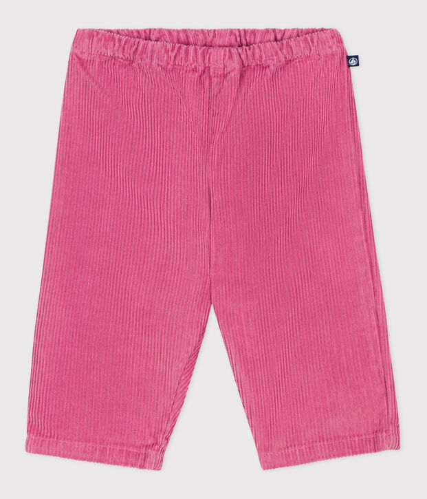 Pantaloni in velluto tinta unita neonato rosa