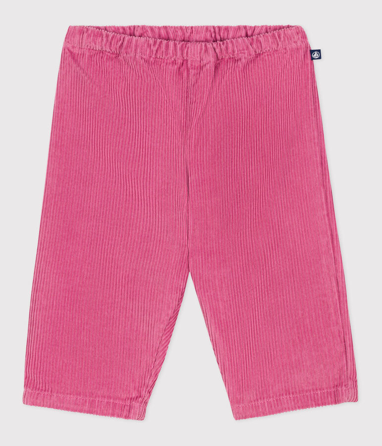Pantaloni in velluto tinta unita neonato rosa