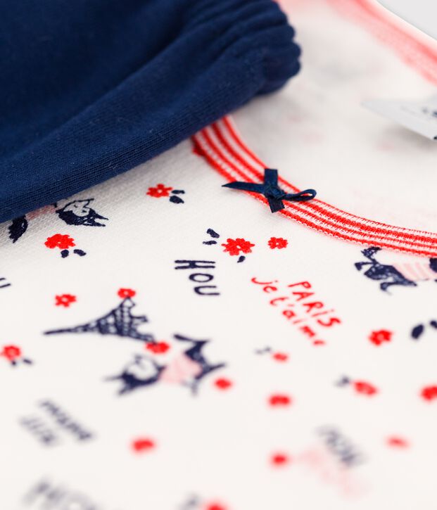 Camicia da notte con leggings bambina in cotone biologico bianco/multicolore