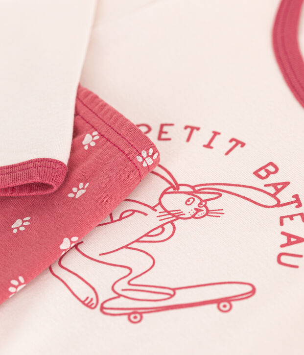 Pigiama bambino a maniche lunghe in cotone beige/multicolore