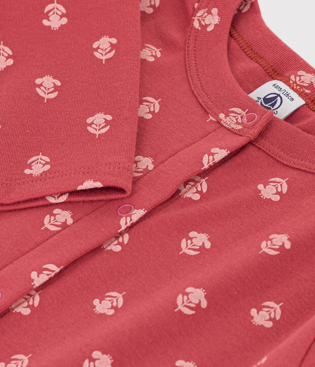 Cardigan in cotone stampato bambina rosa/ecru