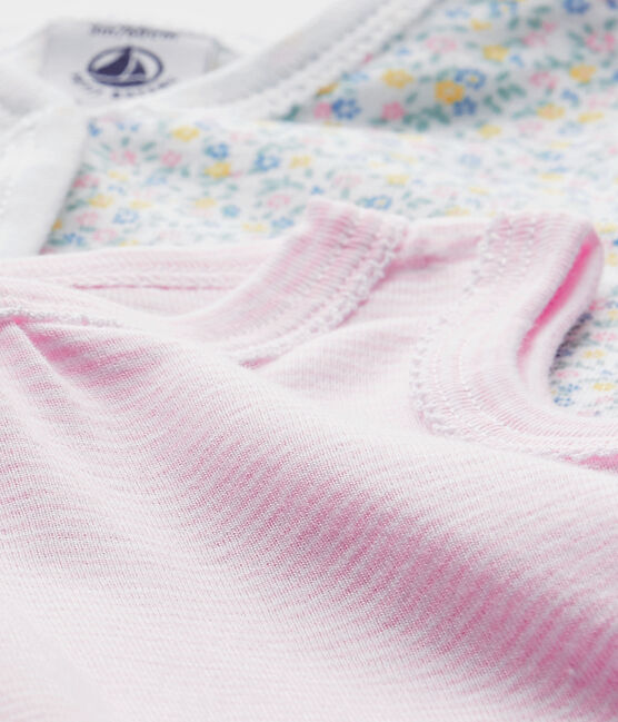 Lotto di 2 tutine corte bebè bambina bianco .