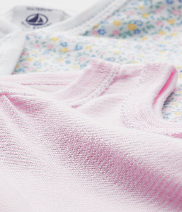 Lotto di 2 tutine corte beb&egrave; bambina bianco