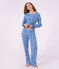 Pigiama in cotone con stampa a cuori donna blu/bianco