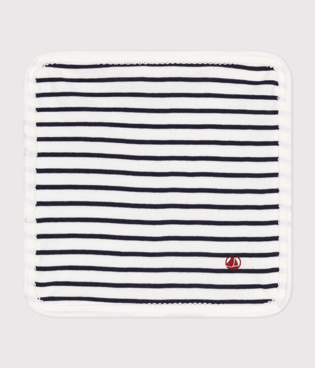 Telo in cotone e spugna a righe neonato bianco/blu