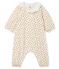 Tutina lunga bebè femmina a costine bianco MARSHMALLOW/bianco MULTICO