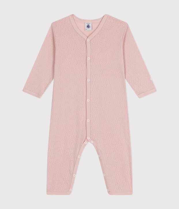 Pigiama beb&egrave; senza piedi in cotone rosa