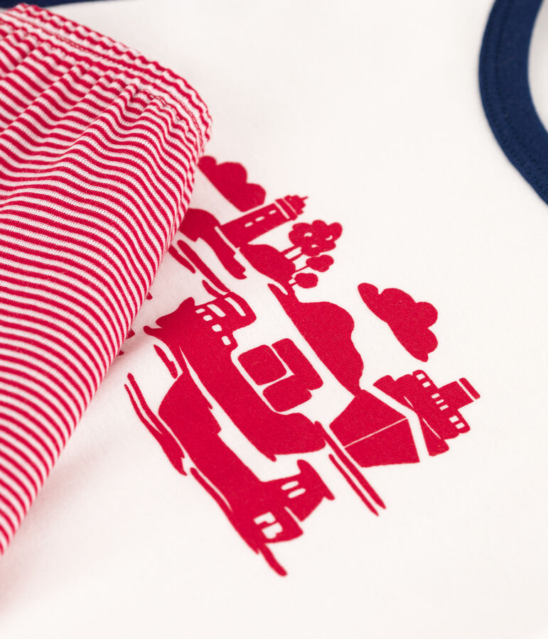 Pigiama corto bambino in cotone Le Havre bianco/multicolore