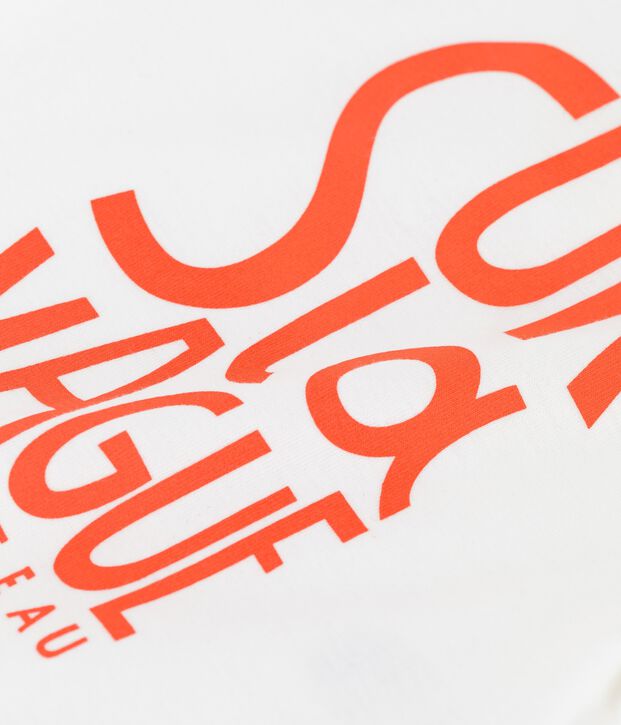 T-shirt beb&egrave; a maniche corte in cotone biologico con motivo bianco