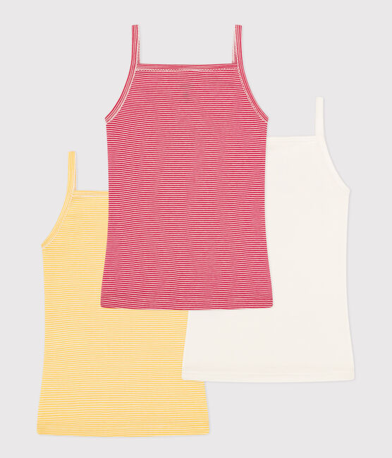 Confezione da 3 canottiere bambina con spalline in cotone Petit Bateau X Snoopy variante 1