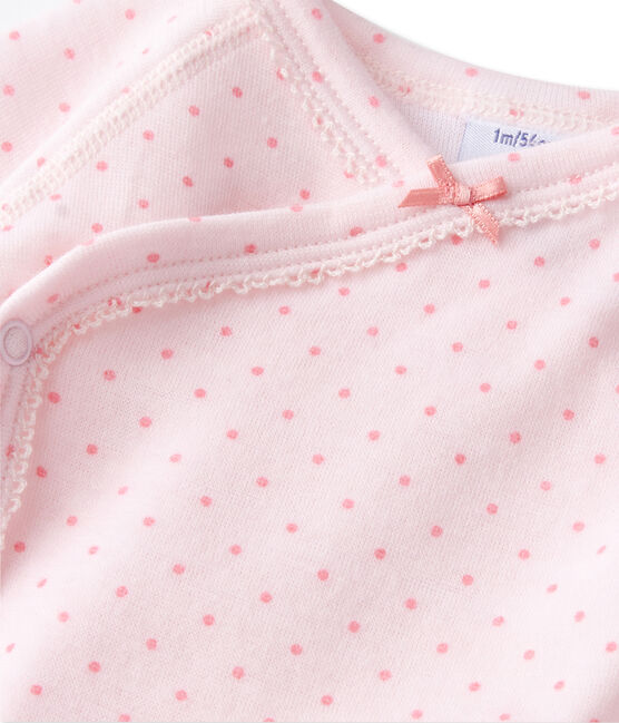 Body puericultura bebè bambina a maniche lunghe in lana e cotone rosa VIENNE/rosa GRETEL