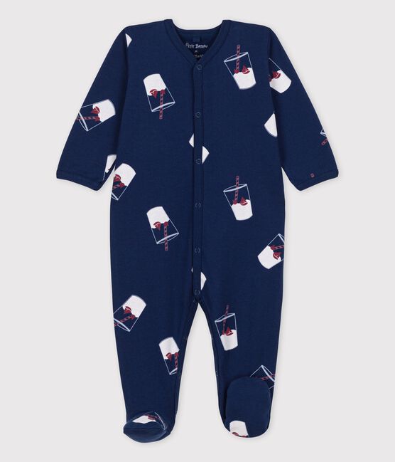 Tutina pigiama bebè in cotone biologico Tajinebanane x Petit Bateau blu MEDIEVAL/bianco MULTICO