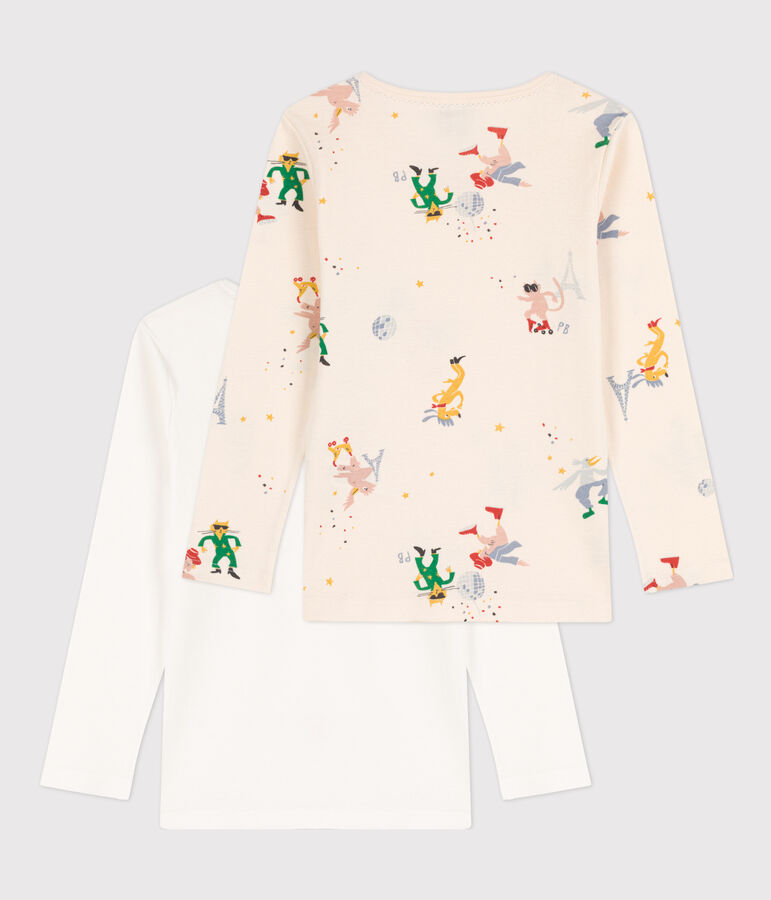 Confezione da 2 T-shirt a maniche lunghe bambina/bambino cotone multicolore