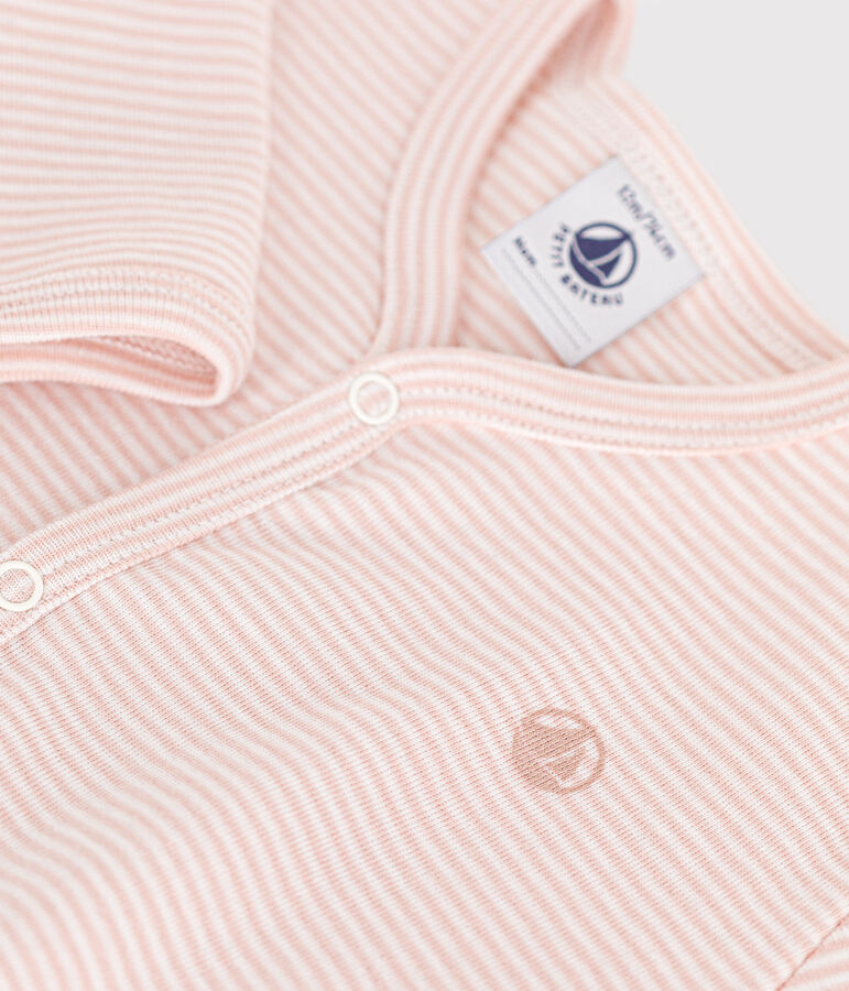 Pigiama in cotone neonato rosa/bianco