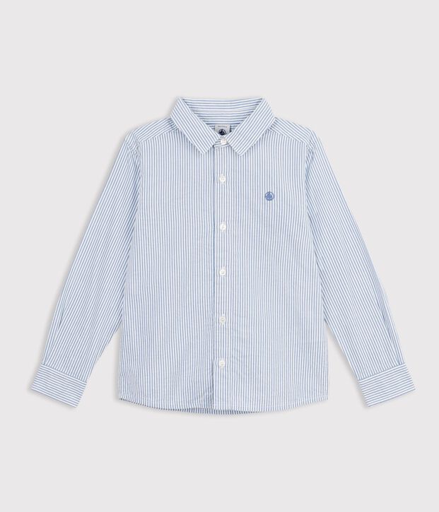 Camicia in cotone a righe bambino blu/blu