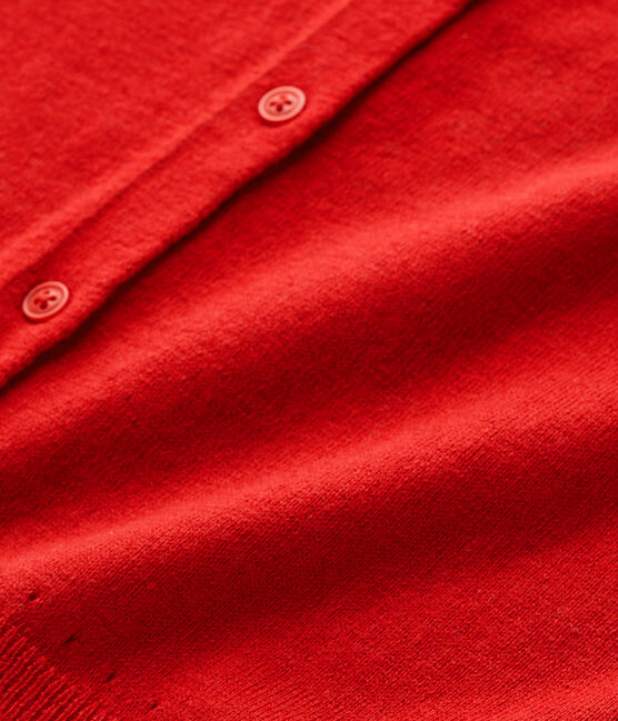 Cardigan bambina in lana e cotone rosso FROUFROU