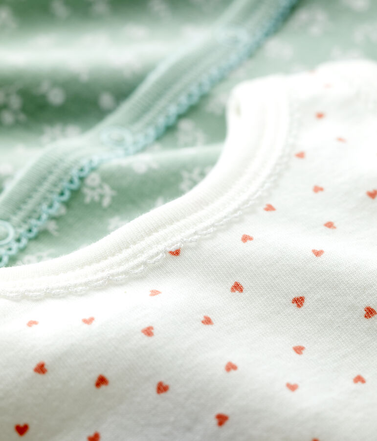 Confezione da 2 tutine corte beb&egrave; in cotone multicolore