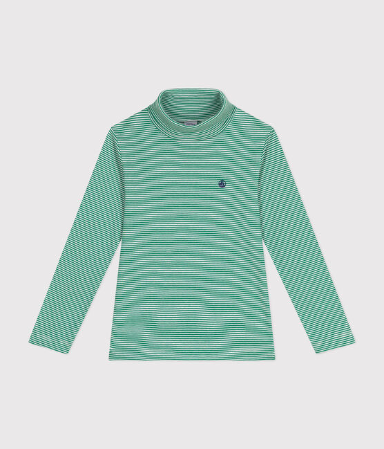 Dolcevita a righe in cotone bambino unisex verde JARDIN/ MARSHMALLOW