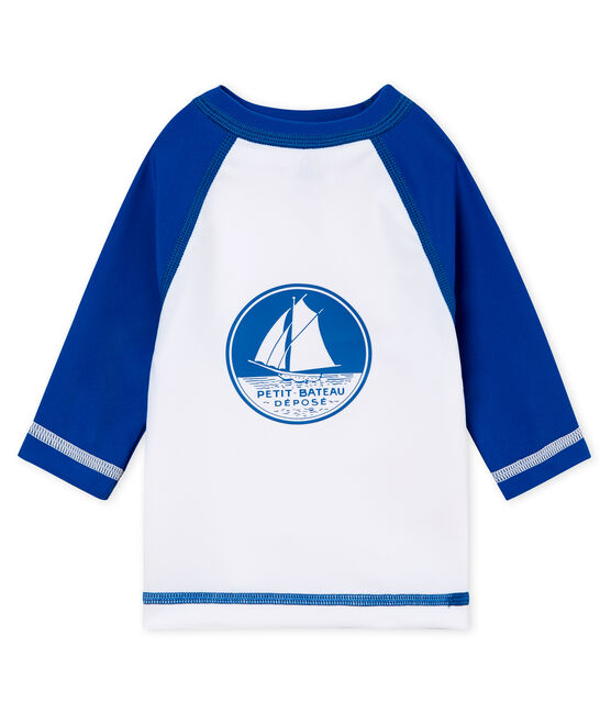 T-shirt ml protezione solare bebè unisex bianco MARSHMALLOW/blu RIYADH