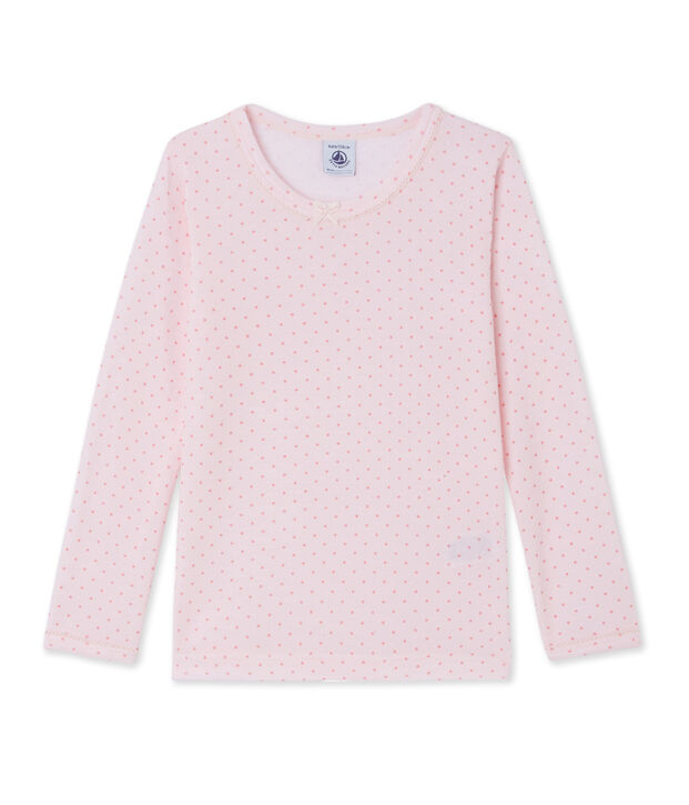 T-shirt bambina in lana e cotone rosa/rosa