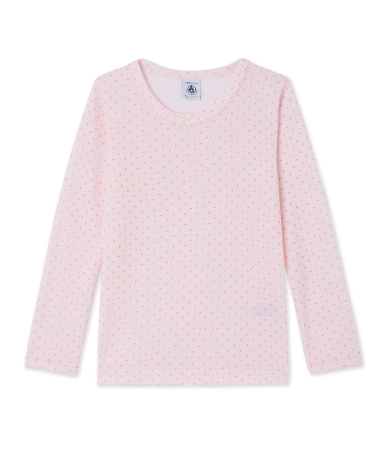 T-shirt bambina in lana e cotone rosa/rosa