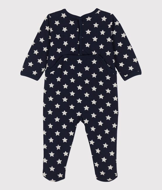 Tutina a stelle in cotone blu SMOKING/bianco MARSHMALLOW