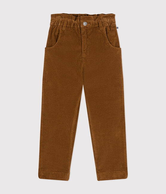 Pantaloni in velluto bambina marrone CUIVRE