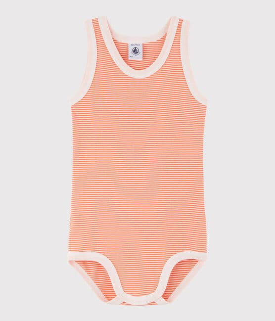 Body senza maniche bebè maschio arancione CORAL/bianco MARSHMALLOW
