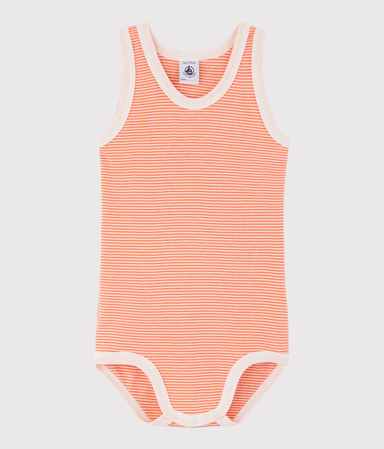 Body senza maniche bebè maschio arancione CORAL/bianco MARSHMALLOW