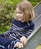 Pullover bambina/bambino in lana e cotone blu SMOKING/bianco MARSHMALLOW