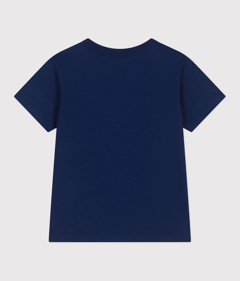 T-shirt a maniche corte in cotone con stampa bambino blu