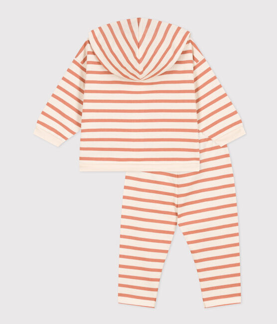 Completo a righe marinière in jersey spesso per bebè rosa AVALANCHE/bianco SIENNA