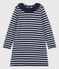 Abito bambina a maniche lunghe in cotone blu SMOKING/ MARSHMALLOW/ ARGENT