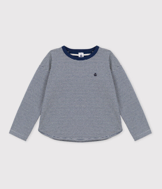 T-shirt bambino a maniche lunghe in tubique blu MEDIEVAL/ MONTELIMAR