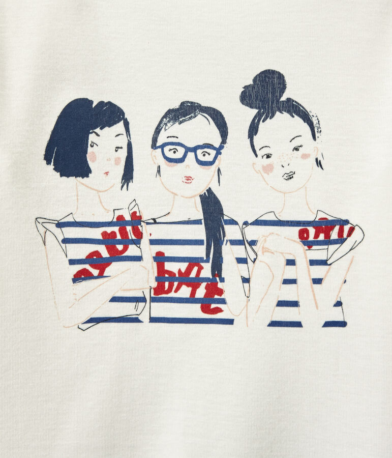 T-shirt bambina maniche lunghe serigrafata bianco