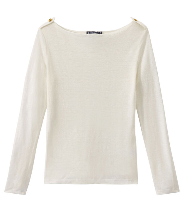 T-shirt donna in lino bianco