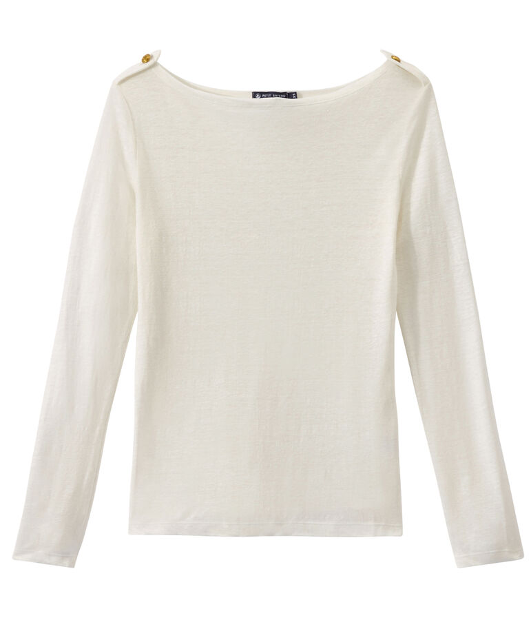 T-shirt donna in lino bianco