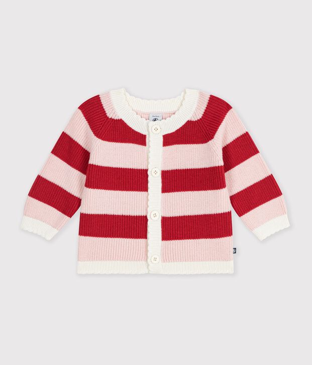 Cardigan in cotone a righe neonato rosa/rosa