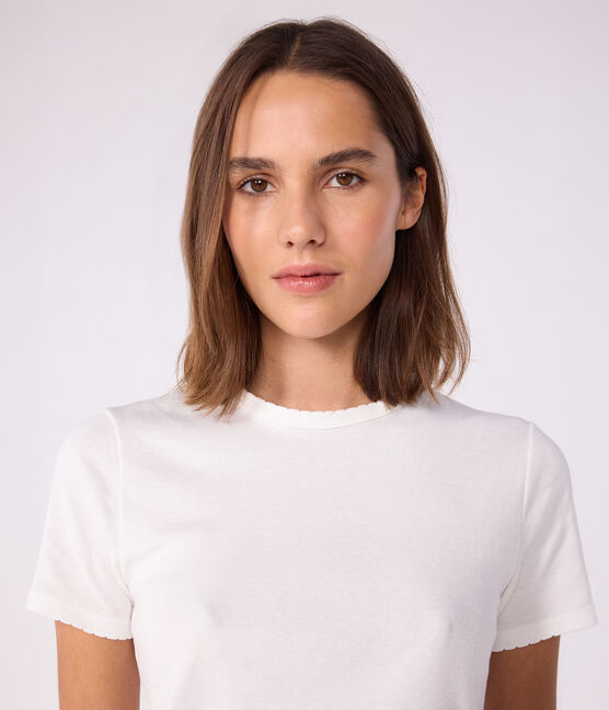 T-shirt L'ICONIQUE cocotte in cotone Donna bianco ECUME