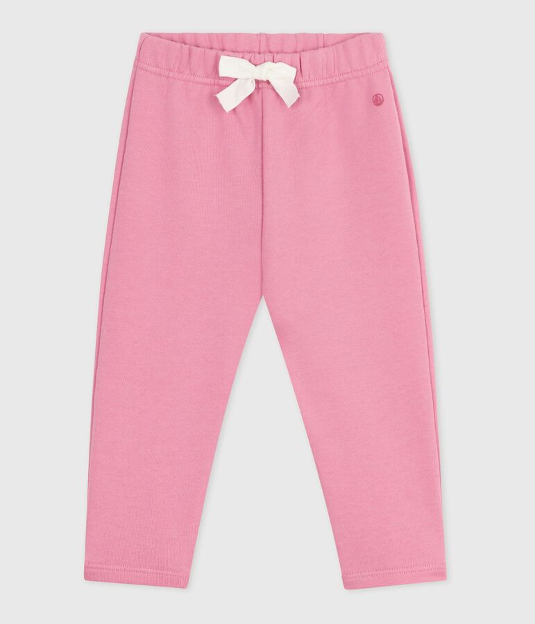 Pantaloni in cotone tinta unita neonato rosa
