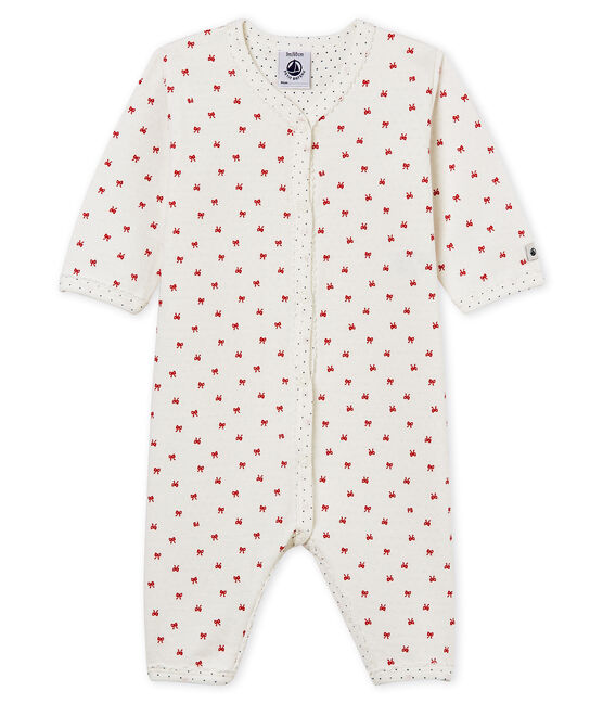 Tutina pigiama bambina in tubique bianco MARSHMALLOW/rosso TERKUIT