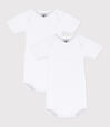 Confezione da 2 body bianchi manica corta beb&egrave;