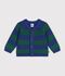 Cardigan in maglia di misto lana e cotone a righe neonato multicolore/verde
