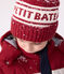 Cuffietta in maglia foderata in pile Petit Bateau bambino rosso AMARANTE/ MARSHMALLOW
