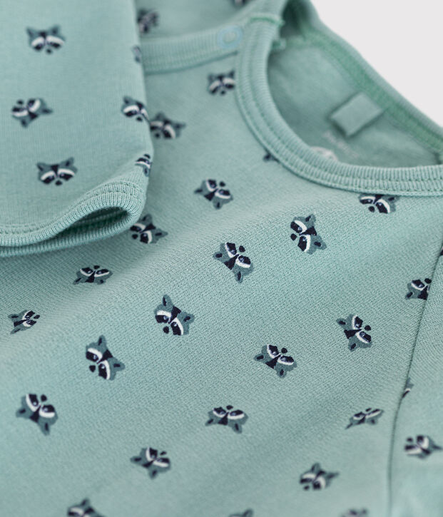 Pigiama in tessuto felpato stampato neonato verde/multicolore