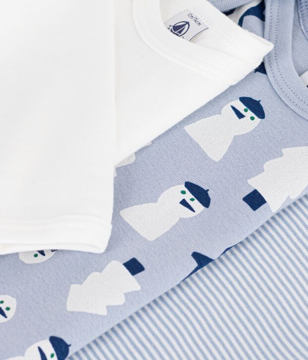 Set di body a maniche lunghe in cotone con pupazzi di neve stampati neonato multicolore