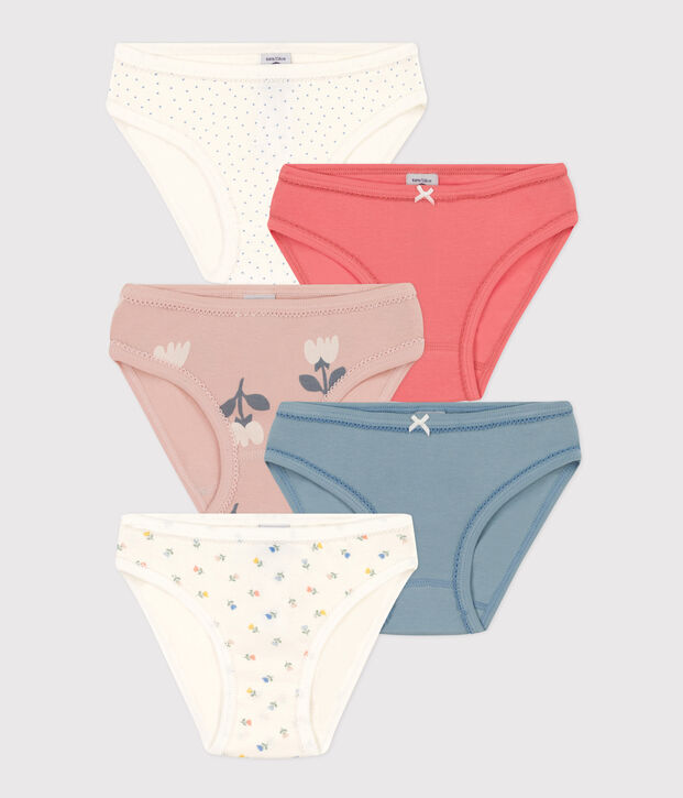 Confezione da 5 slip tulipani in cotone bambina multicolore