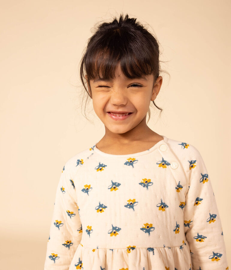 Abito a maniche lunghe in tubique fantasia bambina bianco AVALANCHE/ MULTICO